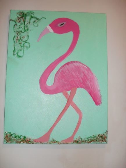 Flamingo Walk Canvas Size 24x18 Price $290.00 USD + Shipping + Tax (Md. Sales Tax 6% if Applicable)