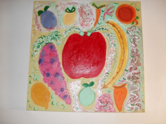 Fruit Plate!-Colorful & Bright (Canvas Size 20x20) Price- $290.00USD + Shipping + Tax (Md. 6%Sales Tax if Applicable)