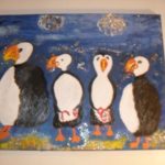 The Puffin Family! Canvas Size 18x24 Price - $350.00 USD + Shipping + Md. Sales 6% Sales Tax if applicable