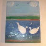 Clouds Above Swan Twosome on the Lake! Canvas Size 20x16 Price-$155.00 + Shipping + Md. Sales 6% Tax if Applicable