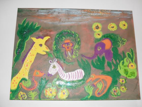 Zoo Time Animals Bright & Lively! Canvas (Size 24x18) Price 290.00USD + Shipping+ Md. 6% State Sales Tax if Applicable